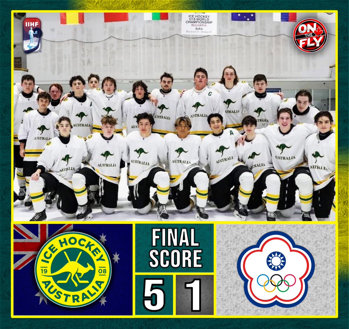 OnTheFly1515's tweet photo. Team Australia defeats Team Chinese Taipei 5-1 at the IIHF Divison IIB #U18MensWorlds!
📸Australia Ice Hockey
#iihf #mightyroos #TaiwanHockey https://t.co/OI2hH1j5xG