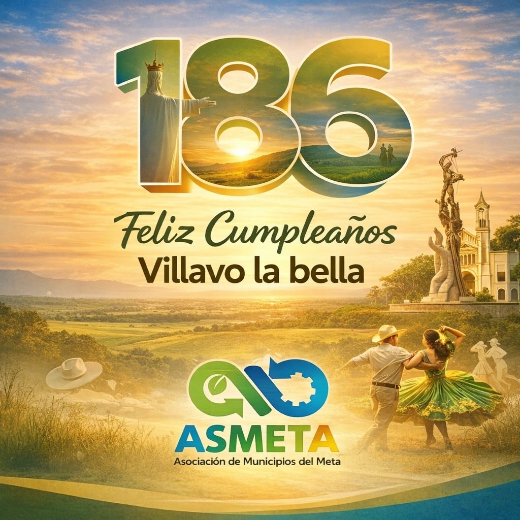 Hoy, ASMETA se une a la conmemoración de los 186 años de Villavicencio, destacando su historia, cultura y el compromiso de su gente con el desarrollo de la región. Celebramos con orgullo esta tierra que sigue creciendo y construyendo futuro. ¡Feliz aniversario, Villavicencio!