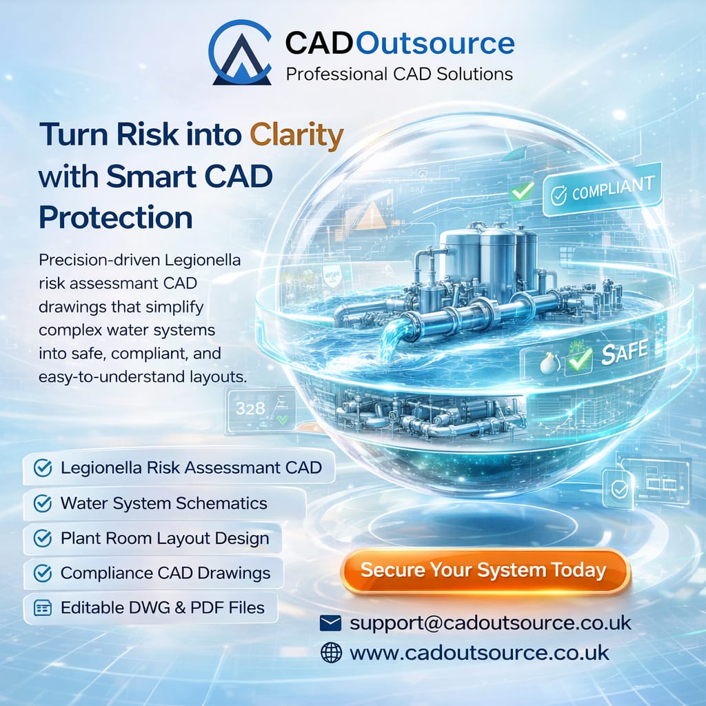 cadoutsourceltd's tweet image. Protect your water systems with smart CAD solutions!
Accurate Legionella risk assessment, water system drawings &amp;amp; compliance-ready layouts made simple and reliable.
📧 support@cadoutsource.co.uk
🌐 cadoutsource.co.uk
#CADServices #LegionellaRiskAssessment #WaterSystemCAD