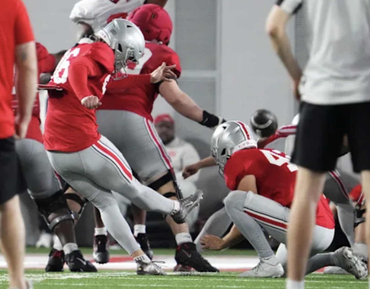For many #Buckeye fans, kicking has been a question mark in recent years.

That is expected to change.

New #Buckeyes K Connor Hawkins (<a href="/connor_hawk1ns/">Connor Hawkins</a>) has been one of the standouts this spring, showing consistency, confidence and a big leg.

Early returns have Ohio State