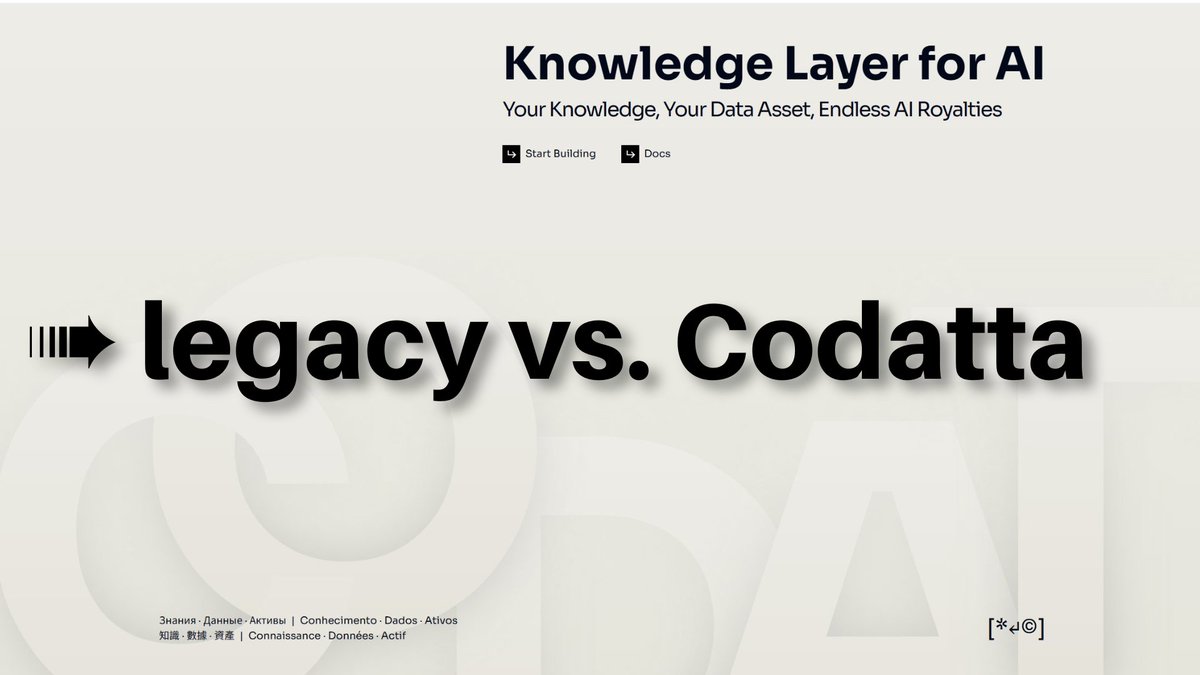 AmbWisdom_'s tweet photo. Old data economy pays you once.
The new one -@codatta_io pays you every time your data is used.

Legacy: one-off payments
Codatta: recurring royalties

Legacy: opaque
Codatta: on-chain

Legacy: upfront cost
Codatta: pay from outcomes

Contribute once → get used → get paid again https://t.co/OqA7GlKXqx