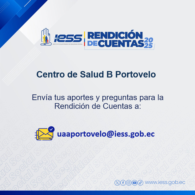 IESSElOro's tweet photo. 📢 Infórmate sobre la #RendiciónDeCuentasIESS2025 del Centro de Salud B Portovelo y envía tus aportes.

📋 Informe Completo en: https://t.co/Qpo3rEkTyQ

📃 Narrativa: https://t.co/jSfVRcSza4 https://t.co/QFwhU2DpIh