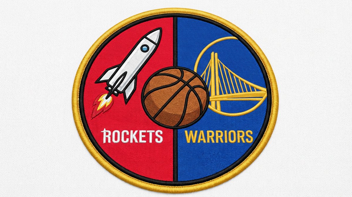 DigitEMB's tweet photo. Rockets vs Warriors! 🏀🚀🌉 The rivalry gets the premium embroidery treatment. Sharp lines, bold colors, and professional digitizing. Wear your passion on your sleeve with our custom files! Contact support@digitemb.com for your custom patches today. #NBA #Rockets #Warriors https://t.co/bmspWEpijG
