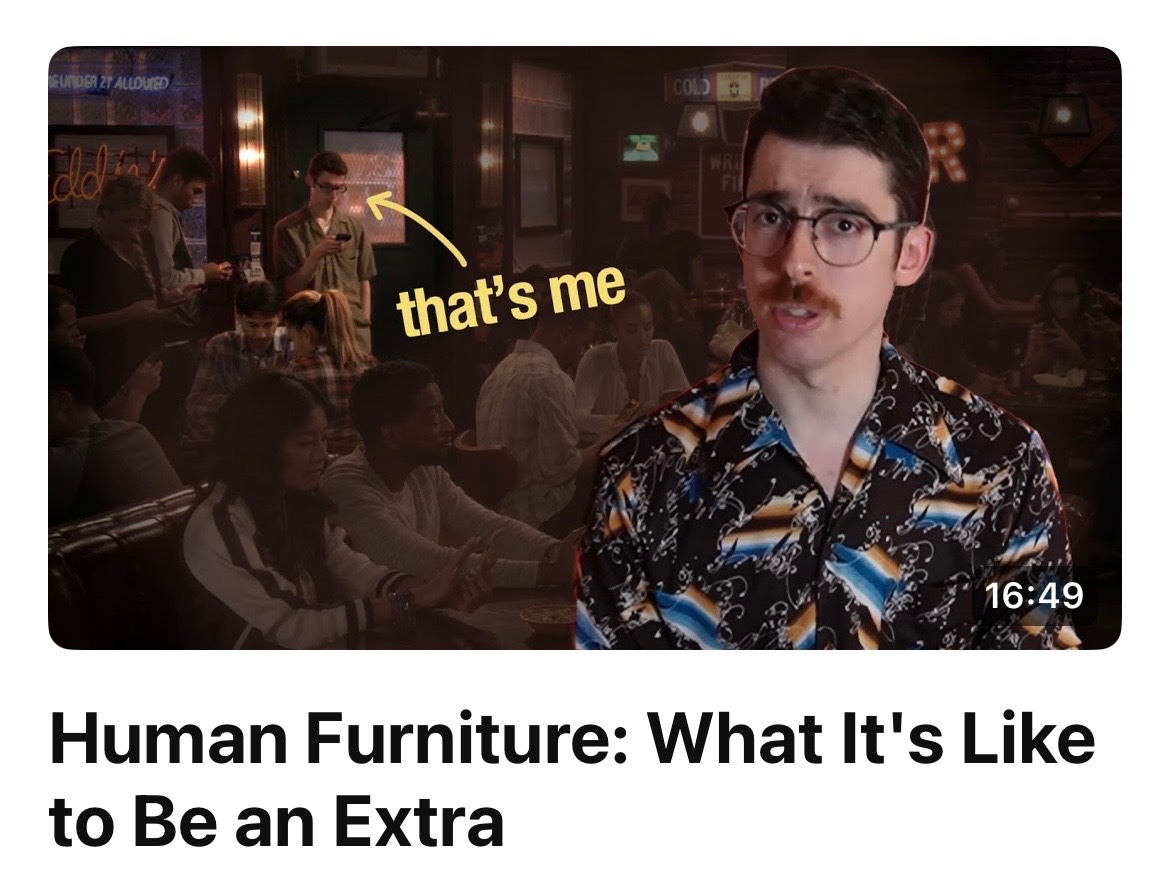 IBHirsch's tweet photo. New video live on YouTube about the frequent indignity and occasional fun of working as an extra 
https://t.co/bSGmhXPJ5H https://t.co/S0meyNdaat