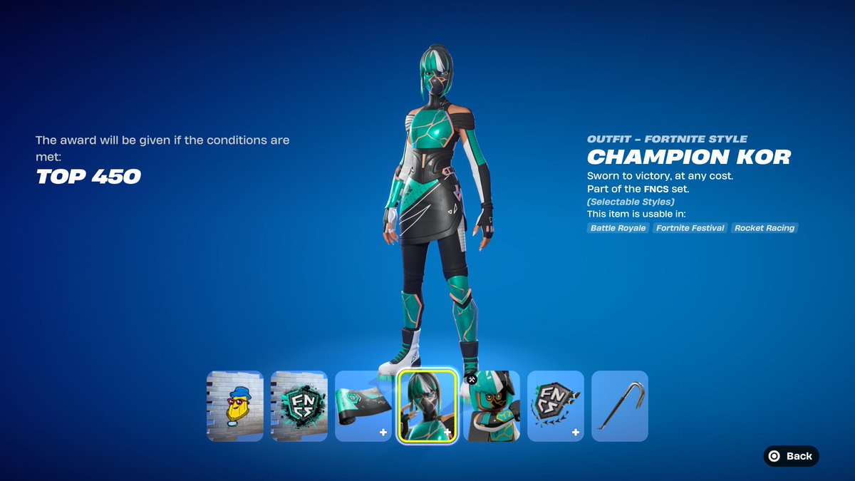 FORTNITE FREE FNCS CHAMPION KOR SKIN! GET TOP PLACEMENT IN CHAMPION KOR ...