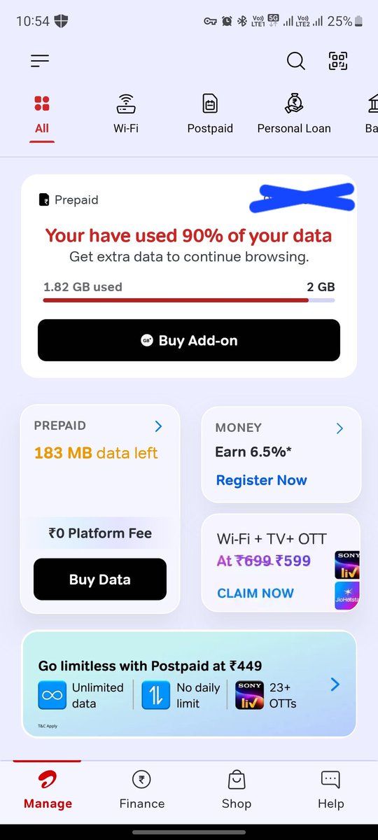 LastCounterBabu's tweet photo. @airtelindia I have an active 5G unlimited recharge and I am in a 5G coverage area, yet my main data is being deducted (90% already used). This defeats the purpose of unlimited 5G. Please resolve this issue urgently and restore my deducted data. #Airtel #5GIssue https://t.co/43MnFv4gW5