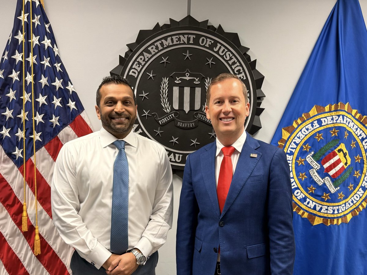 A constructive discussion with <a href="/FBIDirectorKash/">FBI Director Kash Patel</a> on U.S.-India cooperation to counter transnational threats-cybercrime, narcotics, and illicit networks. Strong alignment on security priorities. Kash has done a fantastic job at the FBI. In 2025: 112% INCREASE IN VIOLENT CRIME