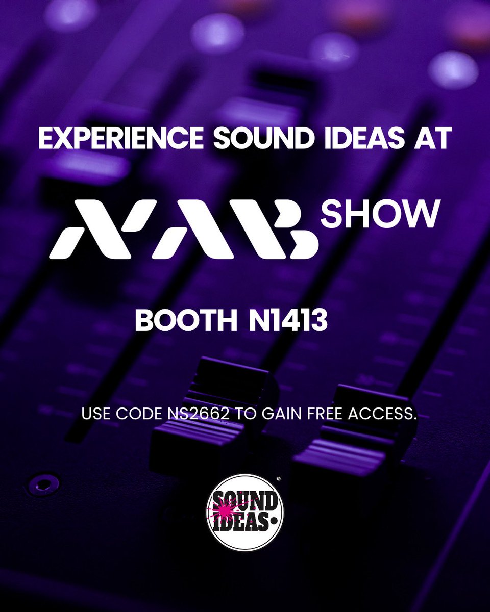 SoundIdeas's tweet photo. Join us at the NAB Show. 🎬

Stop by our booth to talk sound and don’t forget to use code NS2662 for free access to the show.

Claim your pass and come connect with our team. 🎟️

#nabshow #soundlibrary #soundeffects #convention #freepass https://t.co/ILt7HVQhZY