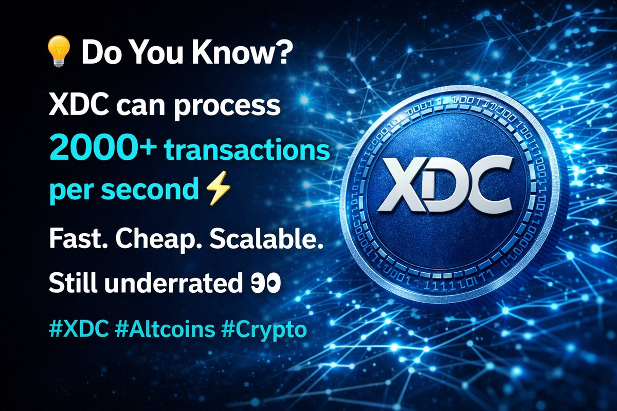 MeiLin071's tweet photo. 💡 Do You Know?

$XDC can process 2000+ transactions per second ⚡

Fast. Cheap. Scalable.

Still underrated 👀

#XDC #Altcoins #Crypto @XDCNetwork #BTC #ETH #XRP #ExatlónMéxico #maisvoc�� #México https://t.co/h35cKuSPvr