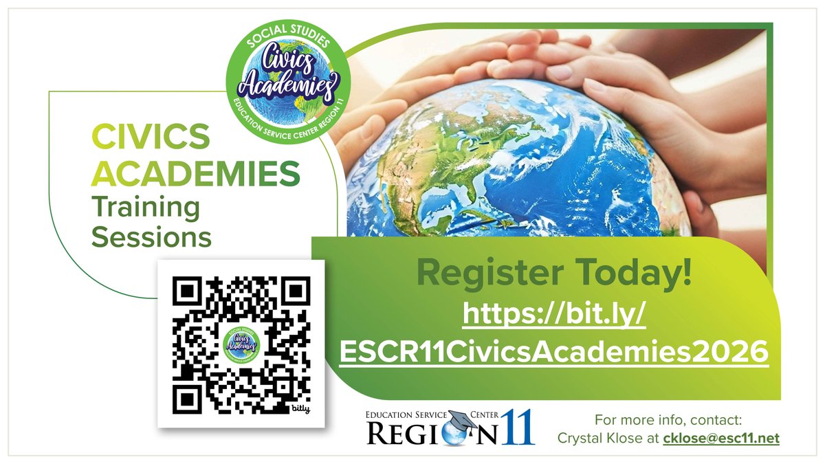 ESC11SS's tweet photo. Looking for a #CivicsTrainingProgram to join in @ESCRegion11 this summer? Find a location near you and register here: https://t.co/iDYSU3ps8a https://t.co/WUzEA3wbHr