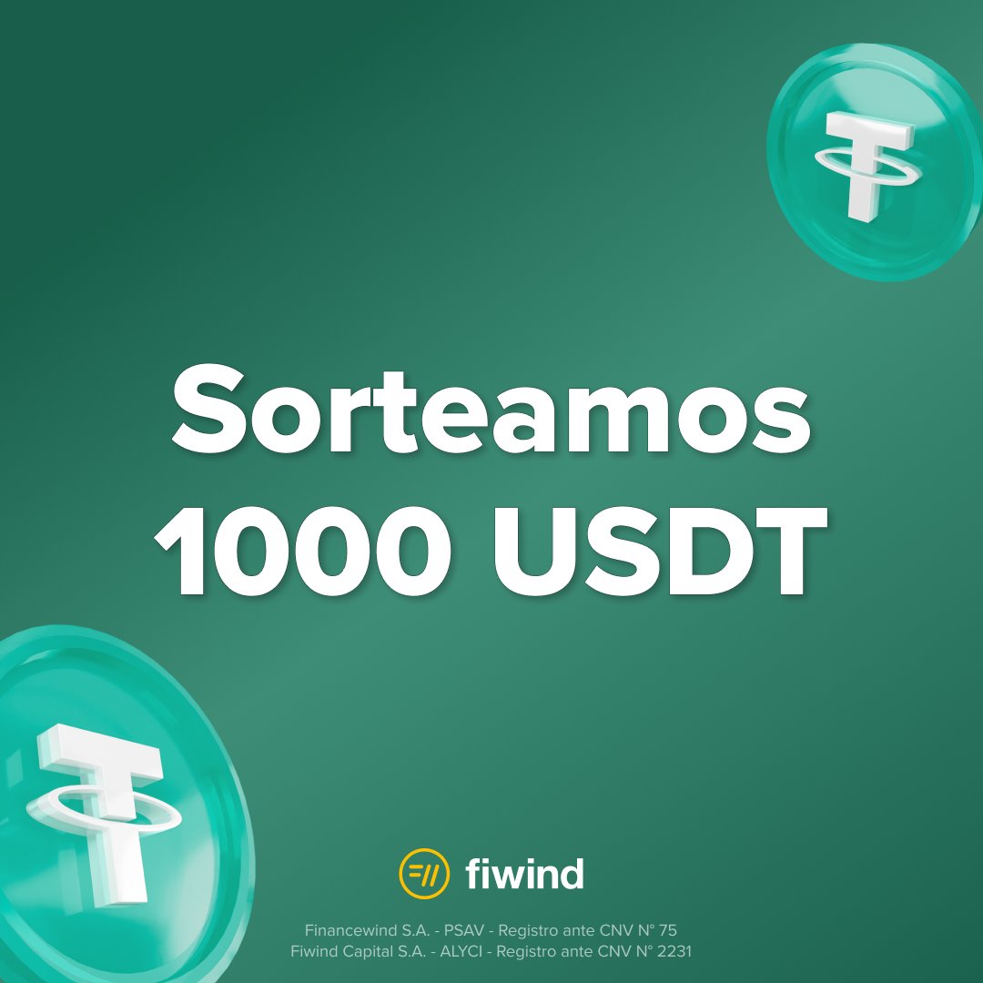 fiwind_io's tweet photo. Sorteamos 1.000 USDT para ustedes lokitos 💸

Participar es muy fácil, sólo tenés que comprar cualquier Acción o CEDEAR disponible en la app o web antes del próximo lunes.

El sorteo va a tener 3 ganadores:

🥇 600 USDT.
🥈 250 USDT.
🥉 150 USDT. https://t.co/G6qnXzTLW1