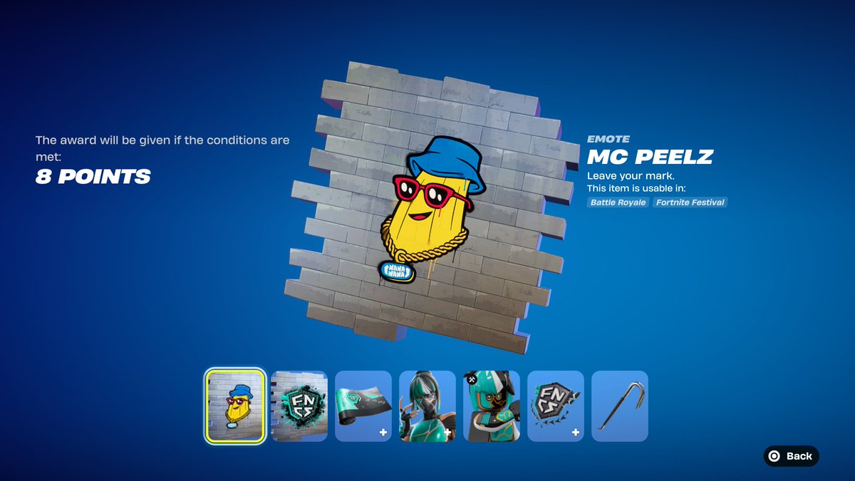 FORTNITE FREE MC PEELZ SPRAY!

GET 8 POINTS IN CHAMPION KOR FNCS CUP BLITZ SOLO OR BATTLE ROYALE DUOS ON SATURDAY APRIL 11!

NOW AVAILABLE TO INSPECT!

USE CODE ‘FNLK’ #ad