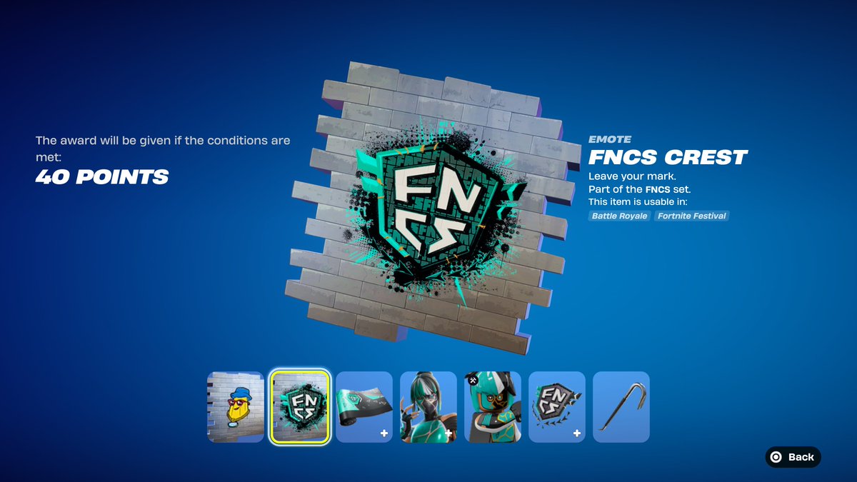 FORTNITE FREE FNCS CREST SPRAY!

GET 40 POINTS IN CHAMPION KOR FNCS CUP BLITZ SOLO OR BATTLE ROYALE DUOS ON SATURDAY APRIL 11!

NOW AVAILABLE TO INSPECT!

USE CODE ‘FNLK’ #ad