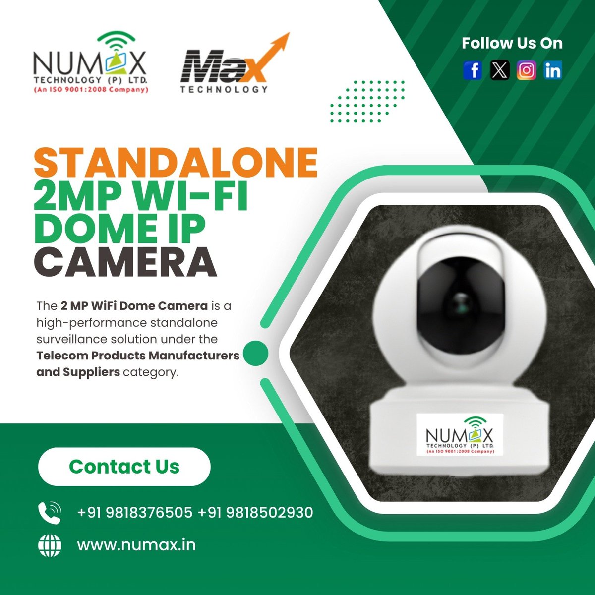NumaxTechnology's tweet image. Your safety, our priority. 🛡️

Keep a watchful eye on what matters most with the Numax 2MP Wi-Fi Dome Camera.

#NumaxTechnology #SmartSecurity #IPCamera #WiFiCamera #Surveillance #SafetyFirst #TechSolutions #SecuritySystems #StandaloneCamera