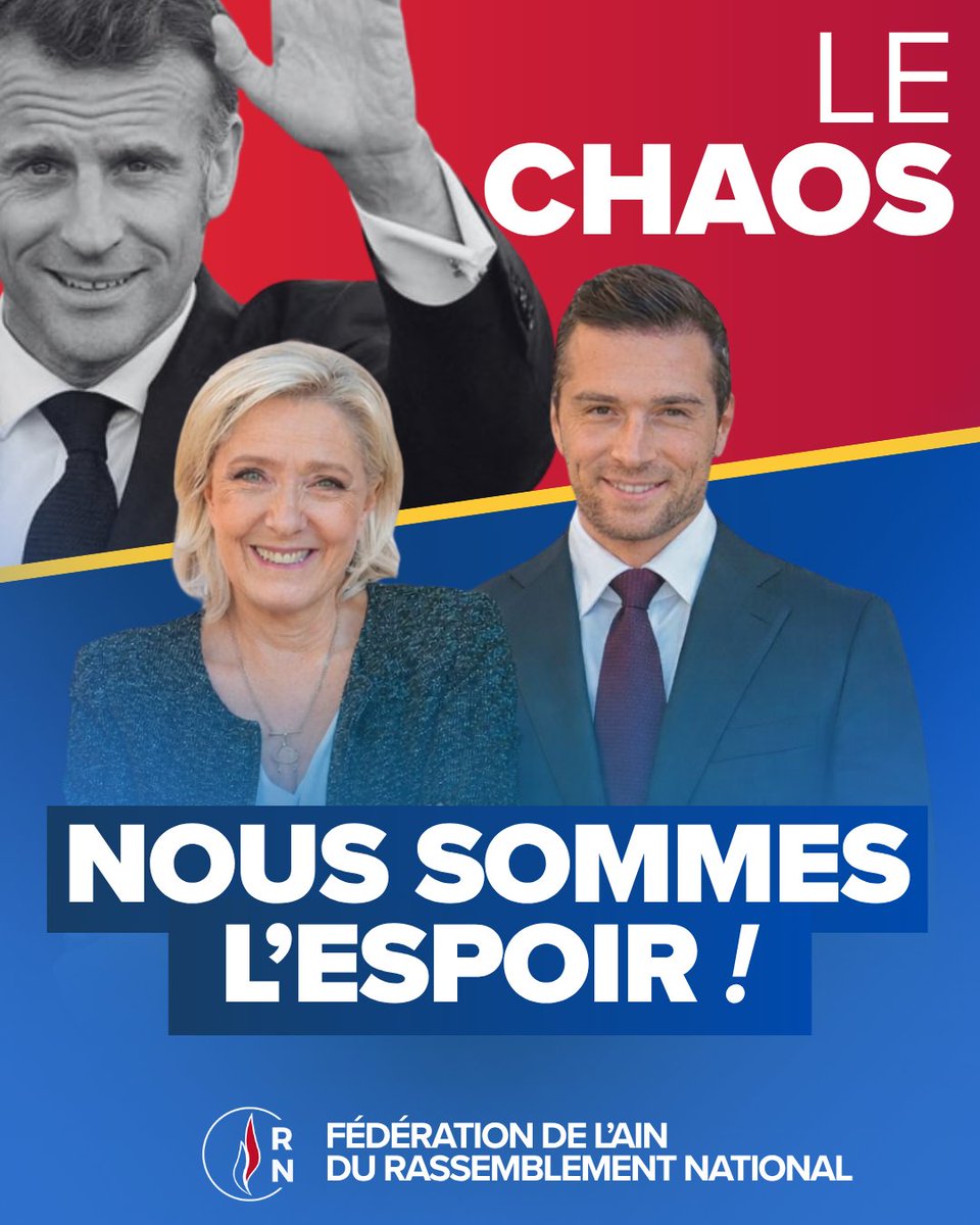 🔵 Aujourd'hui En Marche fête ses 10 ans, les Français veulent fermer au plus vite la page du macronisme  !

L’alternance portée par Marine Le Pen et Jordan Bardella est aux portes du pouvoir !

#Macron #EnMarche