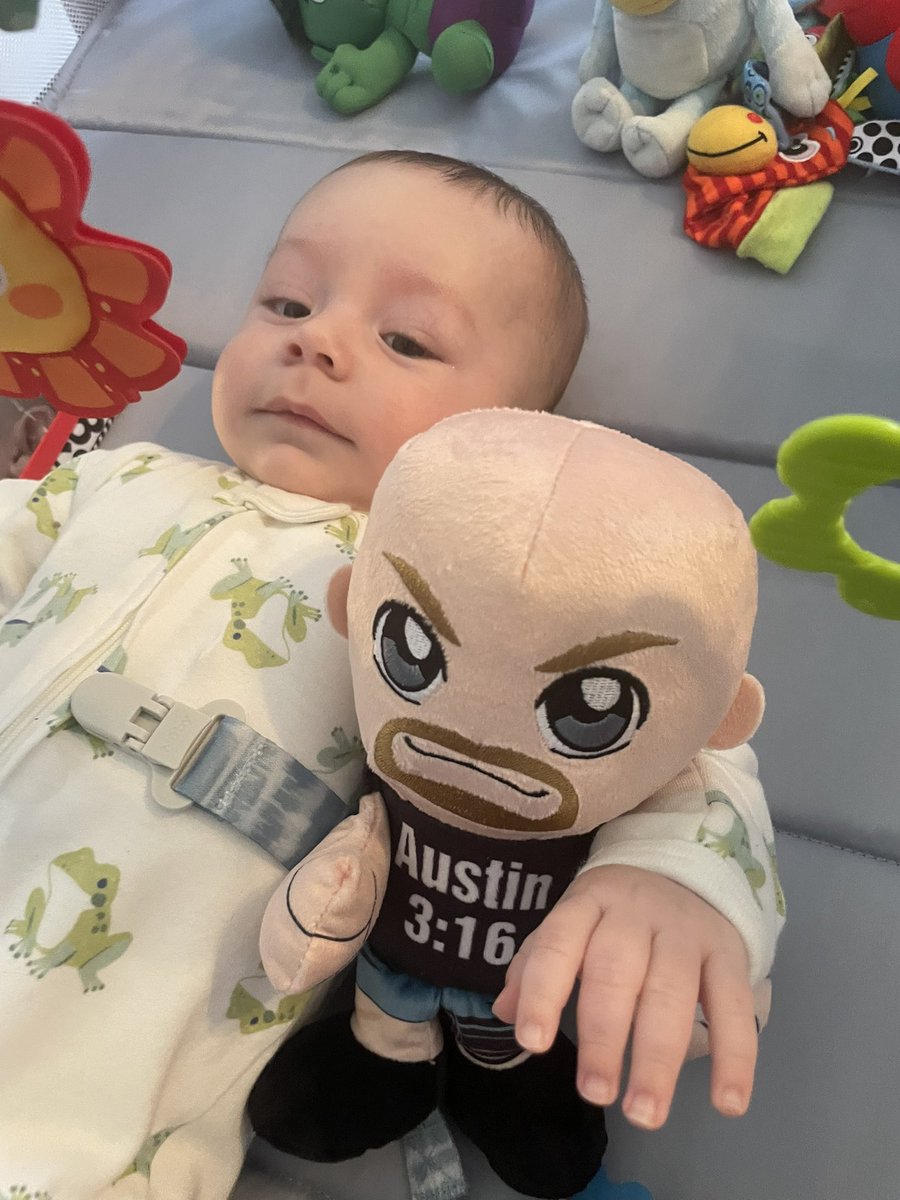 rustybusch's tweet photo. @davidlagreca1 @_denisesalcedo @BustedOpenRadio @bullyray5150 @THETOMMYDREAMER 

Every Grandson needs a little wrestling in his life and soon as the referee (me) turns away. Luca uses a foreign object on Stone Cold 
Maybe he’ll be a heel when he grows up. https://t.co/VzsQtCmXKO