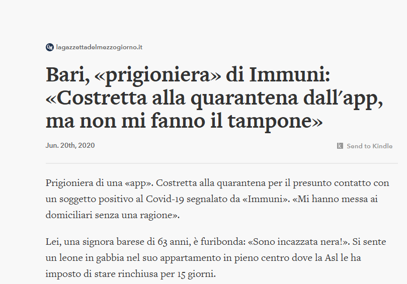 Erinni15's tweet photo. Niente vaccini ai figli, genitori #NoVax condannati a pagare la multa
Bari, «prigioniera» di Immuni: «Costretta alla quarantena dall'app, ma non mi fanno il #tampone»
#covid #covid19 #coronavirus https://t.co/txuTZf3wRk
