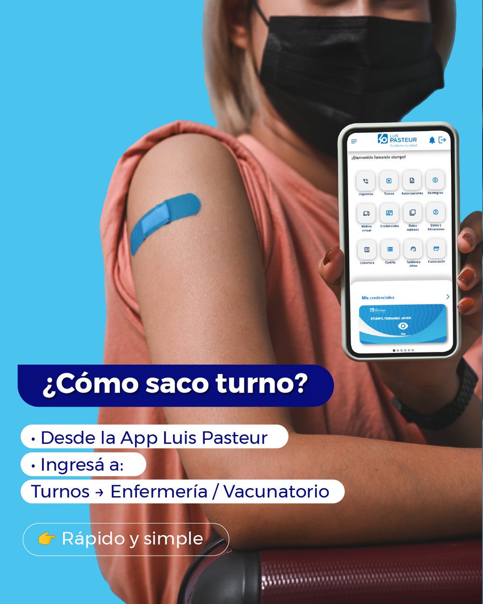 oslpasteur's tweet photo. Comienza la campaña de vacunación antigripal 2026 para afiliados de Luis Pasteur que se encuentren dentro del grupo de riesgo. 

La vacuna se aplicará en nuestros Centros Médicos con turno previo, que podés gestionar desde la app de forma simple.

También estará disponible en centros de Pilar, Quilmes y La Plata en fechas específicas, y para afiliados del interior en vacunatorios oficiales o farmacias de la red.

Aplicaremos la vacuna recomendada a personas dentro del grupo de riesgo como embarazadas, niños pequeños, personas con enfermedades crónicas, mayores de 65 años y personal de salud.

Vacunarse a tiempo es una forma de prevención clave.

📌 Guardá esta información y gestioná tu turno.