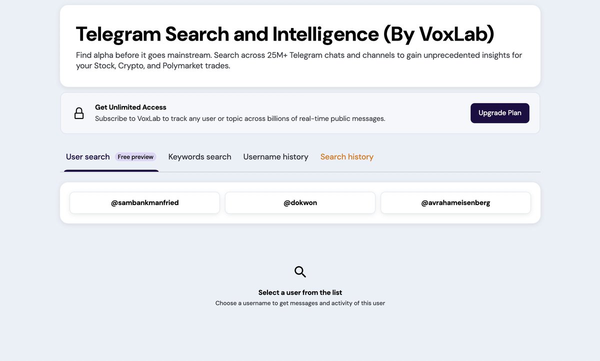 SynopticCom's tweet photo. If you wanted to see what alpha crypto magnates are holding, now is the time. We partnered with VoxLab to roll out a comprehensive intelligence tool for Telegram. Start off by checking DoKwon's and SBF's infamous chats.

The usability goes beyond simple curiosity:

Are you a journalist? Investigate corruption and find the next FTX level fraud scoop.

Are you a memecoin trader? Find out what chats all the top memecoin influencers are in and be the first on a new meme runner.

Are you trading geopolitics? Search millions of chats in one click to find the first mention of a missile strike that shifts the stakes.

Let me explain: [thread]