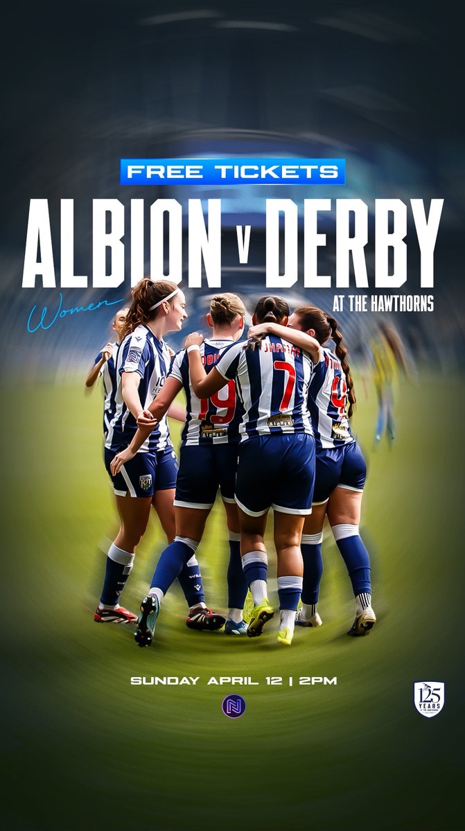 WBAWomen's tweet photo. Don’t forget, tickets are completely 𝗙𝗥𝗘𝗘 for next Sunday’s game at The Hawthorns! 🎟️

Secure yours here. 👇

@WBA | #WBA