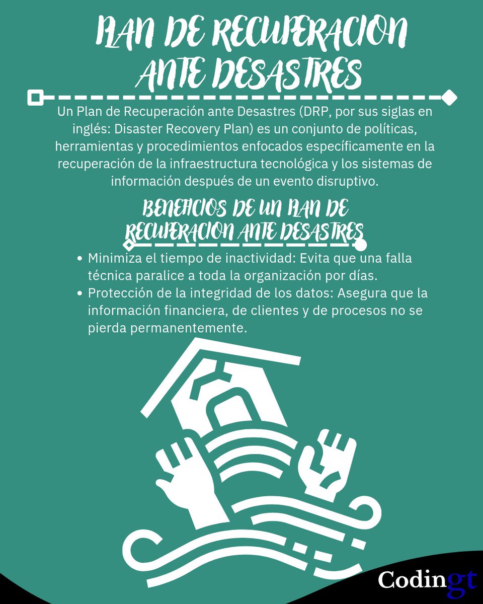 codingtx_'s tweet photo. Plan de recuperación ante desastres 
#codingt #seguridadinformatica #ciberseguridad #redes #telecomunicaciones #estandares #isaca #codingt #ethicalhacker🕵️‍♂️ https://t.co/xWWwhDuCNE