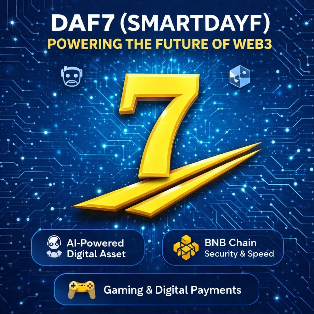 DAF7DAF7's tweet photo. 🚀 DAF7 (SMARTDAYF) — A New Standard in Digital Assets

Not just another token…
DAF7 is built to power the future of Web3 with real utility and smart technology 🤖

⚡ Fast, secure, and scalable on BNB Chain
🎮 Designed for gaming & digital economies
💰 Seamless transfers across the blockchain

✨ Built for those who see beyond today

🔥 The next phase of crypto is taking shape… and DAF7 is part of it

#DAF7 #SMARTDAYF #Crypto #Web3