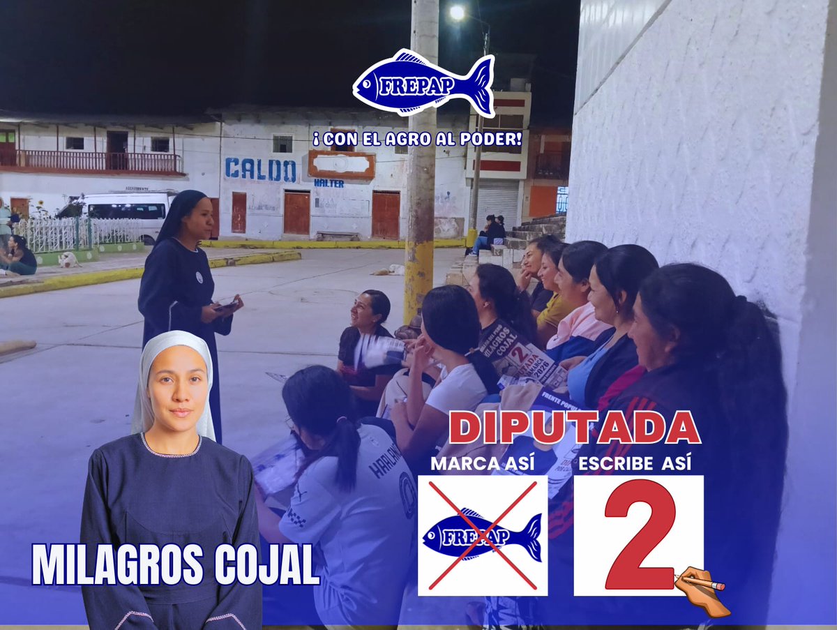 perufrepap's tweet photo. Nuestra Candidata a Diputada N° 2 por #Cajamarca, visitando y compartiendo propuestas y enseñando a votar en diferentes lugares de la región #Chancay #SantaCruz, #SanIgnacio #Jaen #Chota entre otras ciudades, de la mano del #FREPAP @milagros_cojal 👏 https://t.co/Qos1Kyja4U