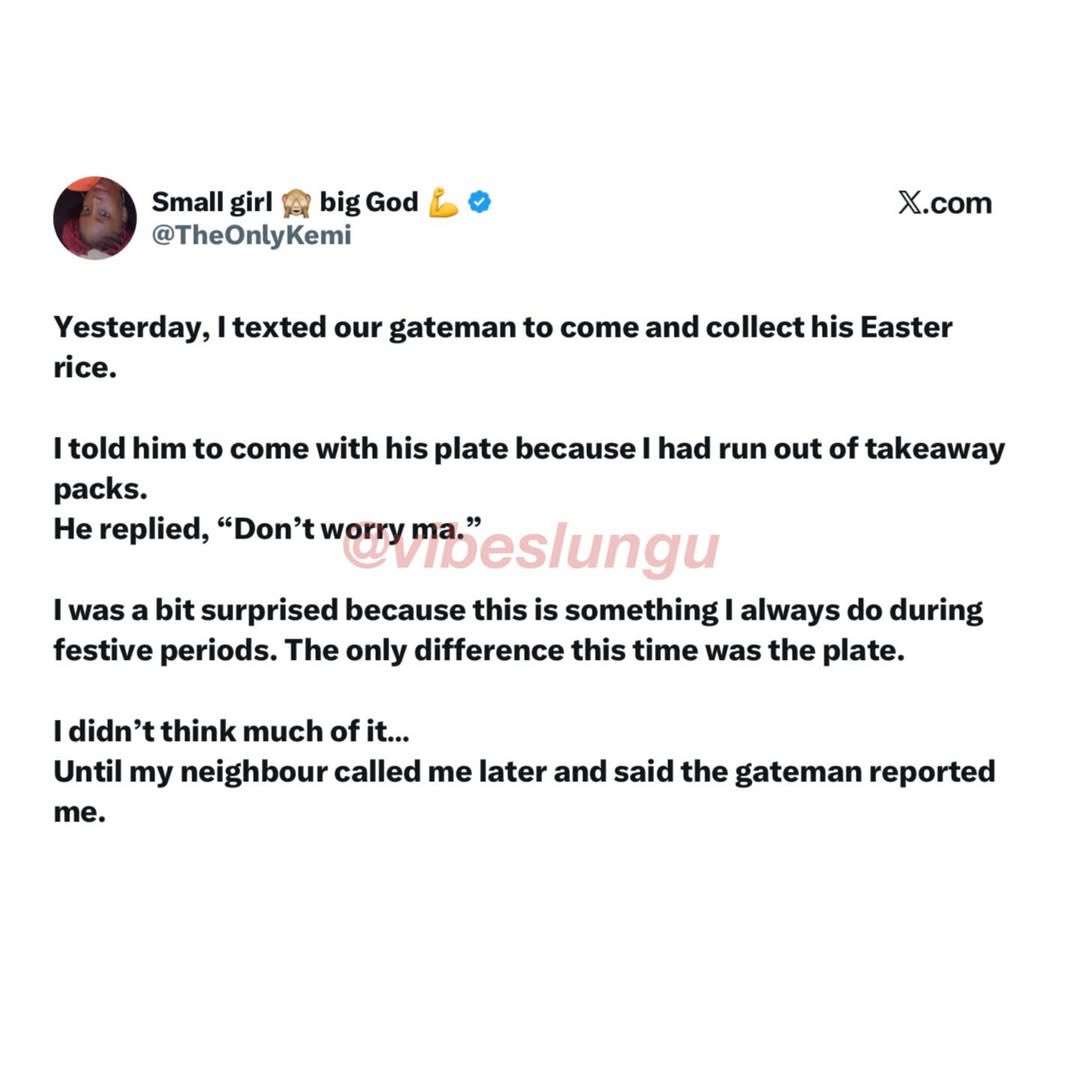 instablog9ja's tweet photo. She tried to do something kind… but it was taken the wrong way 😬

“Come with your plate” turned into disrespect real quick 💔

Different perspectives sha… intention vs perception 👀

Did she really do anything wrong or nah? 🤔👇 https://t.co/i0yrQi0RtO