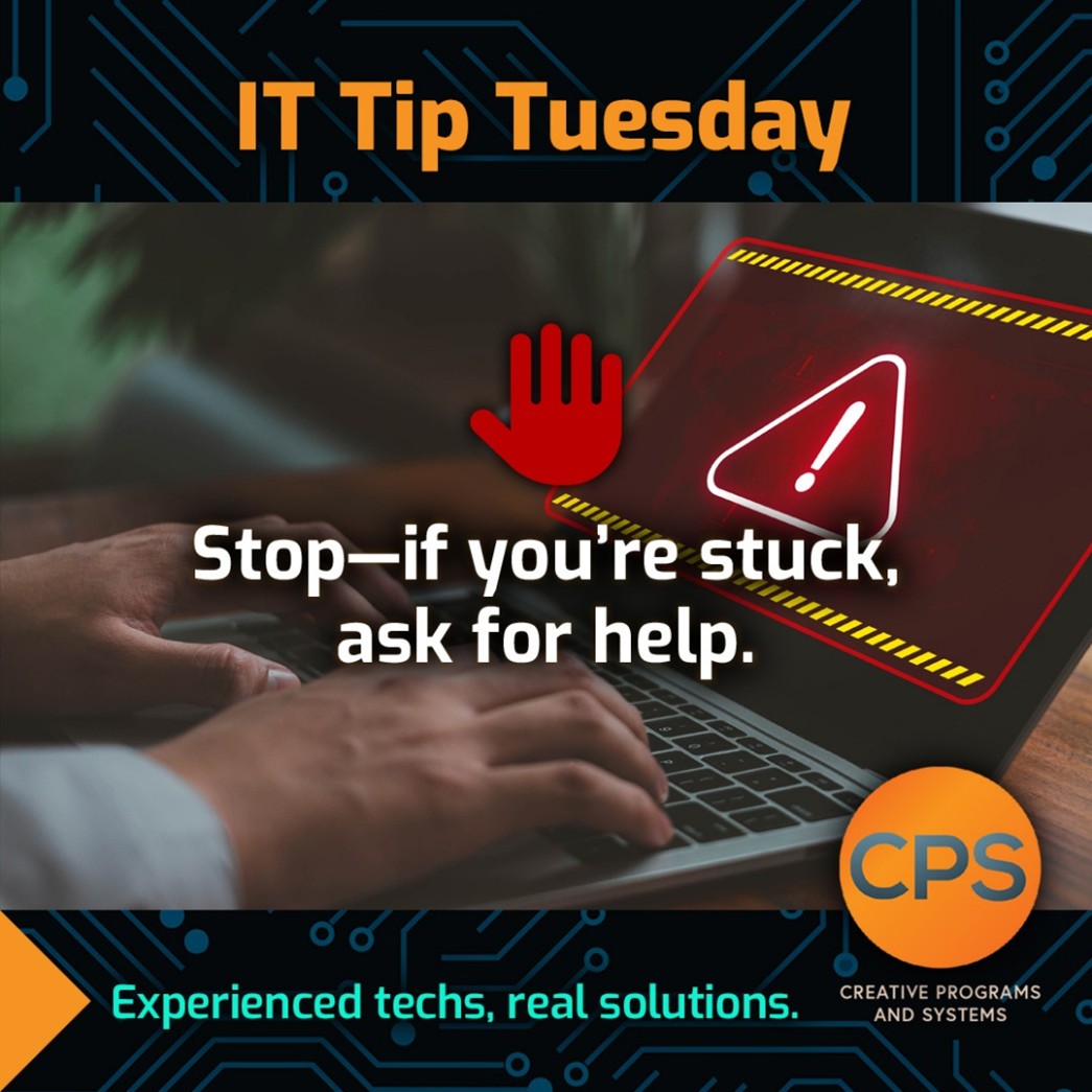 CPSMI's tweet image. When something isn’t working, the instinct is often to “figure it out” or keep clicking until it does.
If you’re stuck, stop and ask for help. It can save time, money, and headaches.

Need IT support? 
cpsmi.com/it-support-ser…
Call: (810) 224-5252

#ITConsulting #ManagedIT #CPSMI