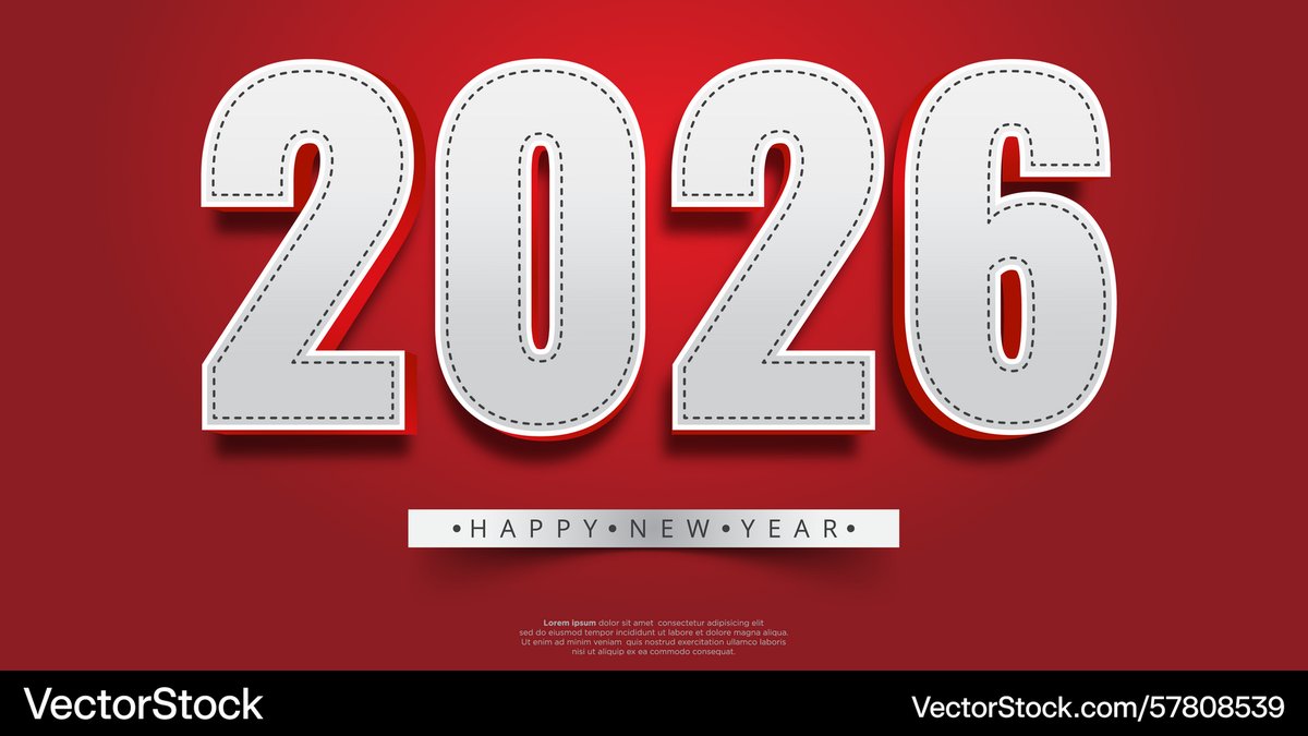 Latest Vector <a href="/VectorStock/">VectorStock</a> large bold white numbers 2026 with dashed borders #VectorStock vectorstock.com/57808539