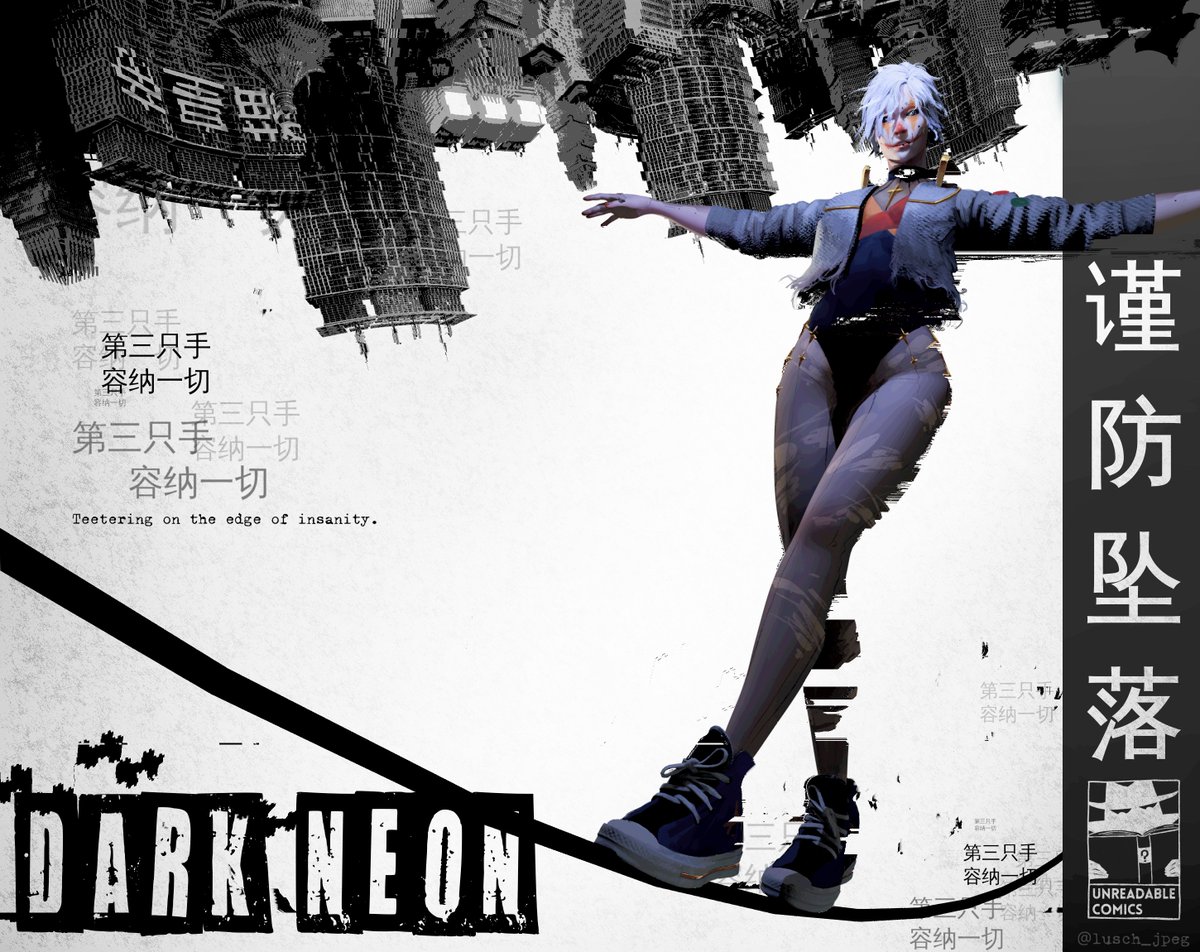 UnreadableComic's tweet photo. Teetering on the edge of insanity...

Join Neon, an ex acrobat, as she descends into a cyberpunk heart of darkness in our upcoming comic: Dark Neon

Art and balance by @lusch_jpeg https://t.co/Y7lRqbUfUk