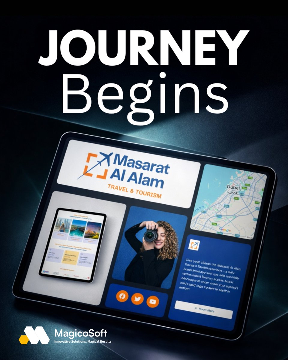 MagicoSoft's tweet photo. From Vision to Global Brand: Masarat Al-Alam Travels LLC

We’re proud to showcase our recent work for Masarat Al-Alam Travels LLC, a growing travel company with a strong international presence.

From license to branding to website to payment gateway to launch.

#MagicoSoft https://t.co/ztKL2pbrp2