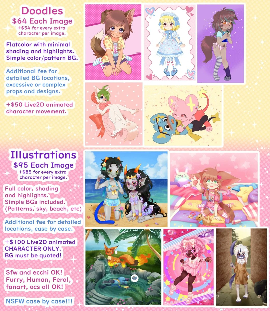 kippytan's tweet photo. Commz open for May completion ! Sfw and NSFW, human furry etc 
(I cant promise I can finish in April but maybe possible)  If something you want isn't on here, just ask me! https://t.co/Q3oVzukU9L