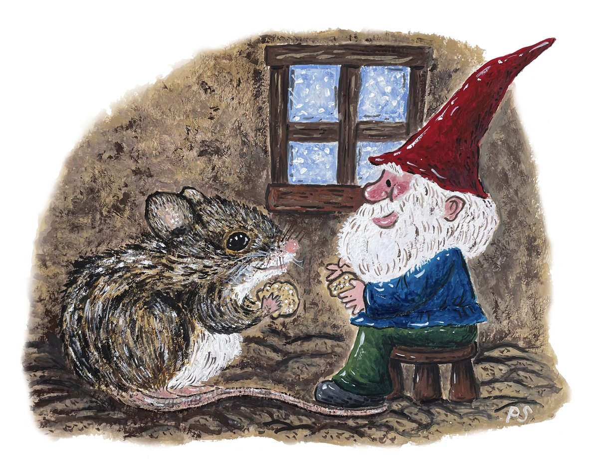 artystorms64098's tweet image. As well as foxes &amp;amp; English Robins, I love to paint gnomes. In my world gnomes are kind, thoughtful, generous. #Gnomes #Gnome #GnomeLife