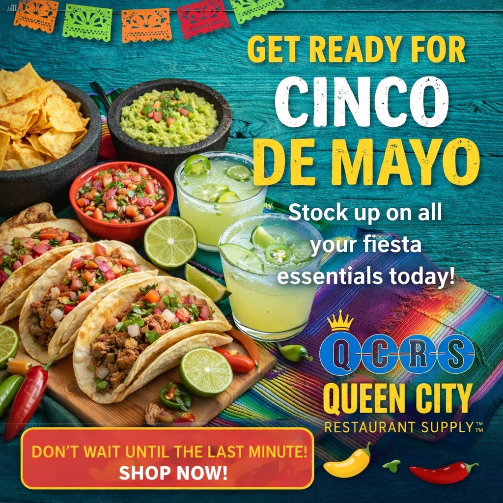 QCRS_Cincinnati's tweet photo. 🌮🎉 Let Us Help You Celebrate Cinco de Mayo! 

Spice up your kitchen and your fiesta with everything you need from Queen City Restaurant Supply! From cookware to serving essentials, we’ve got you covered for every taco, margarita, and celebration moment. 🍹

#CincoDeMayo #QCRS https://t.co/ANIq41BZdX