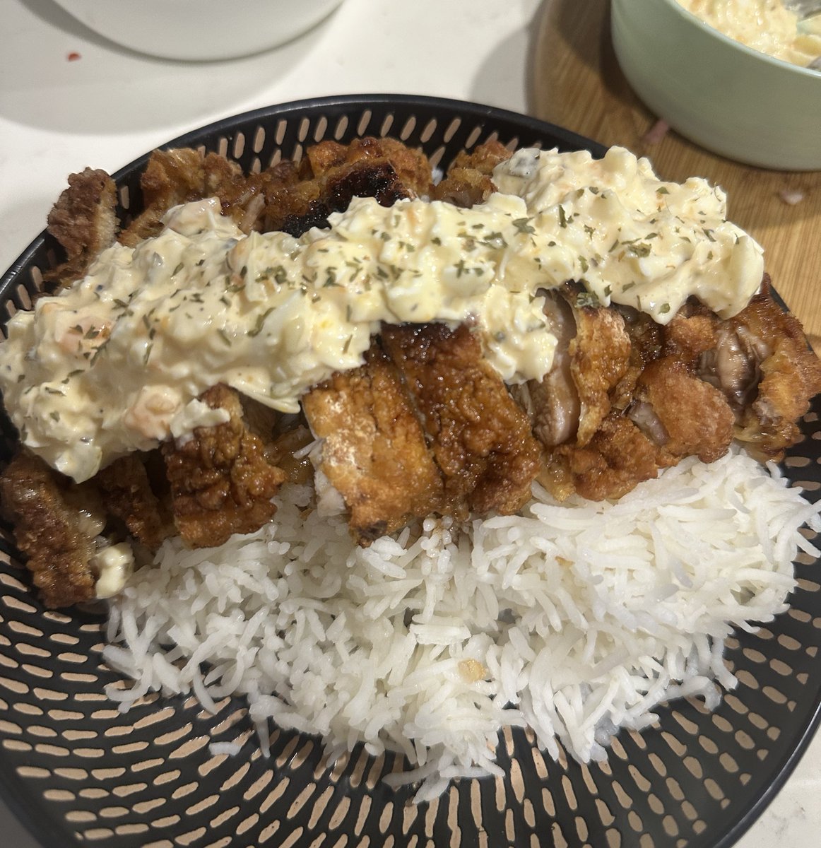ainefinity's tweet photo. Hi I made chicken nanban who want me https://t.co/46wrSfeGHB