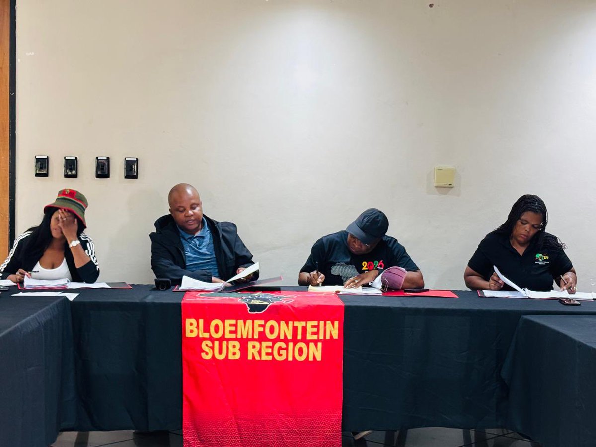 EFF_FreeState's tweet photo. ♦️IN PICTURES♦️

EFF CCT member & Bloemfontein Sub-Regional Convenor, Commissar @Sam_Matiase convened an SRCT meeting at Lesley Monnanyane Hall in Bloemfontein.

The meeting is to convert the Sub-regional structure into elections structure.

#RegisterToVoteEFF  In The 2026 Local Government Elections On The Following Link: https://t.co/uj5NsIB8Z0