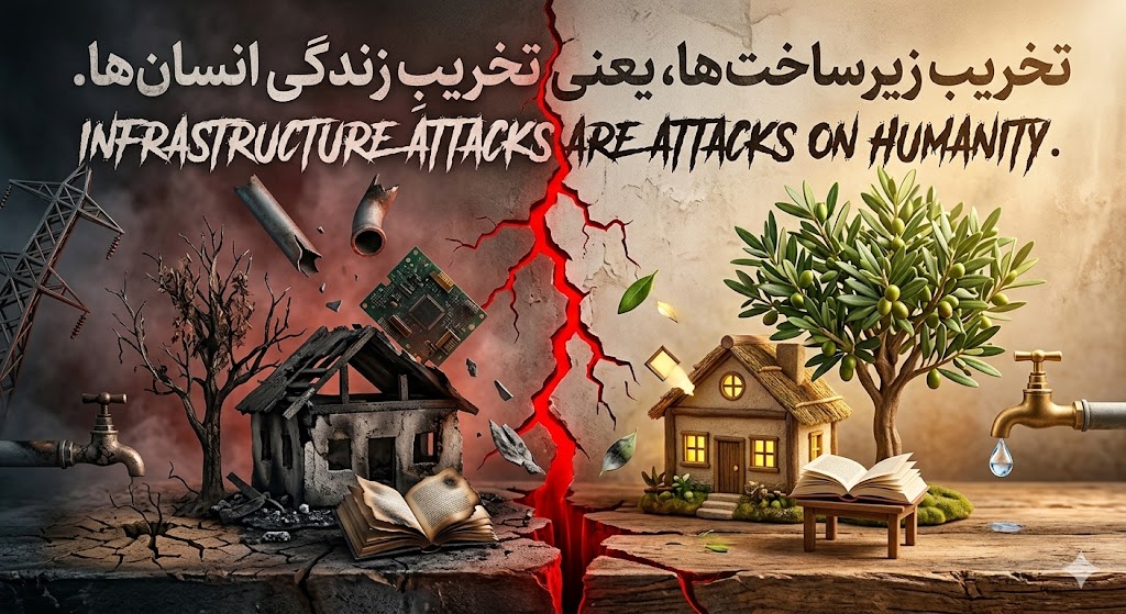 cafedemo2014's tweet photo. قطع دسترسی به آب و برق، یعنی فلج کردن زندگی غیرنظامیان. 

Targeting infrastructure is targeting humanity.

#StopWarOnIran #NoWarCrimesInIran https://t.co/cR2j56o2g9