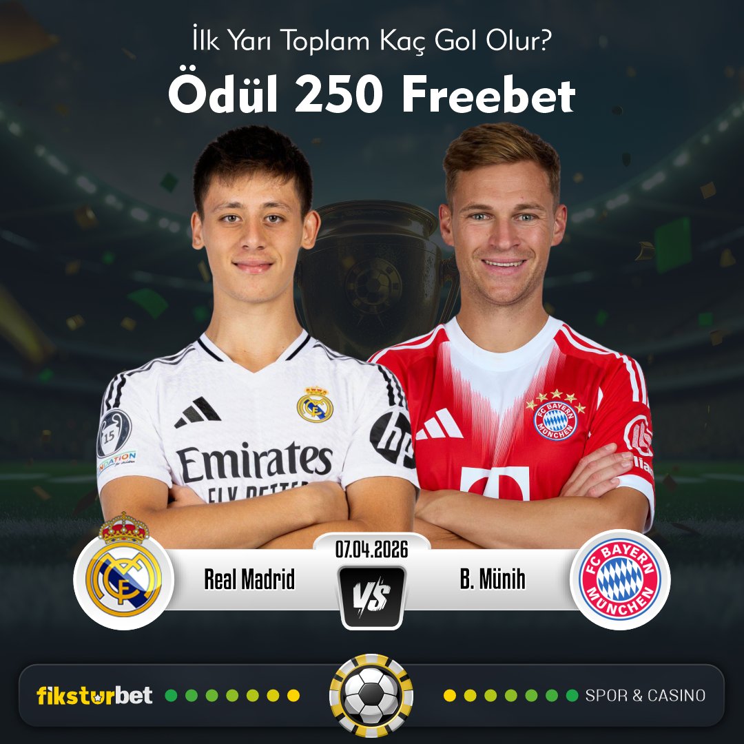 🎁 #FİKSTURBET TAHMİN ETKİNLİĞİ

 REAL MADRİD  Evinde Alman Devi  BAYERN MÜNİH i  Konuk Ediyor

🥅  İlk Yarı Toplam Kaç GOL Olur ⁉️ 
Doğru Tahmin Et 2️⃣5️⃣0️⃣₺ #FREEBET Sahibi Ol

📌RT + FAV + 5 Arkadaş Etiket

👉Etkinlik Katılım Formu: t.ly/FiksturbetEtki…