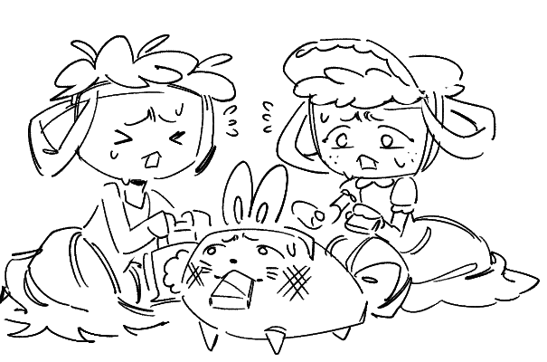 AppleSlice7611's tweet photo. My partner had a small experience while being the main distractor for a blushcrunch organized run. The Bassies accidentally lead twisteds to them and accidentally got my partner hurt, so they immediately apologized by dumping all their healing items on my partner. 🥹
#dandysworld https://t.co/pg3ZRBHs87