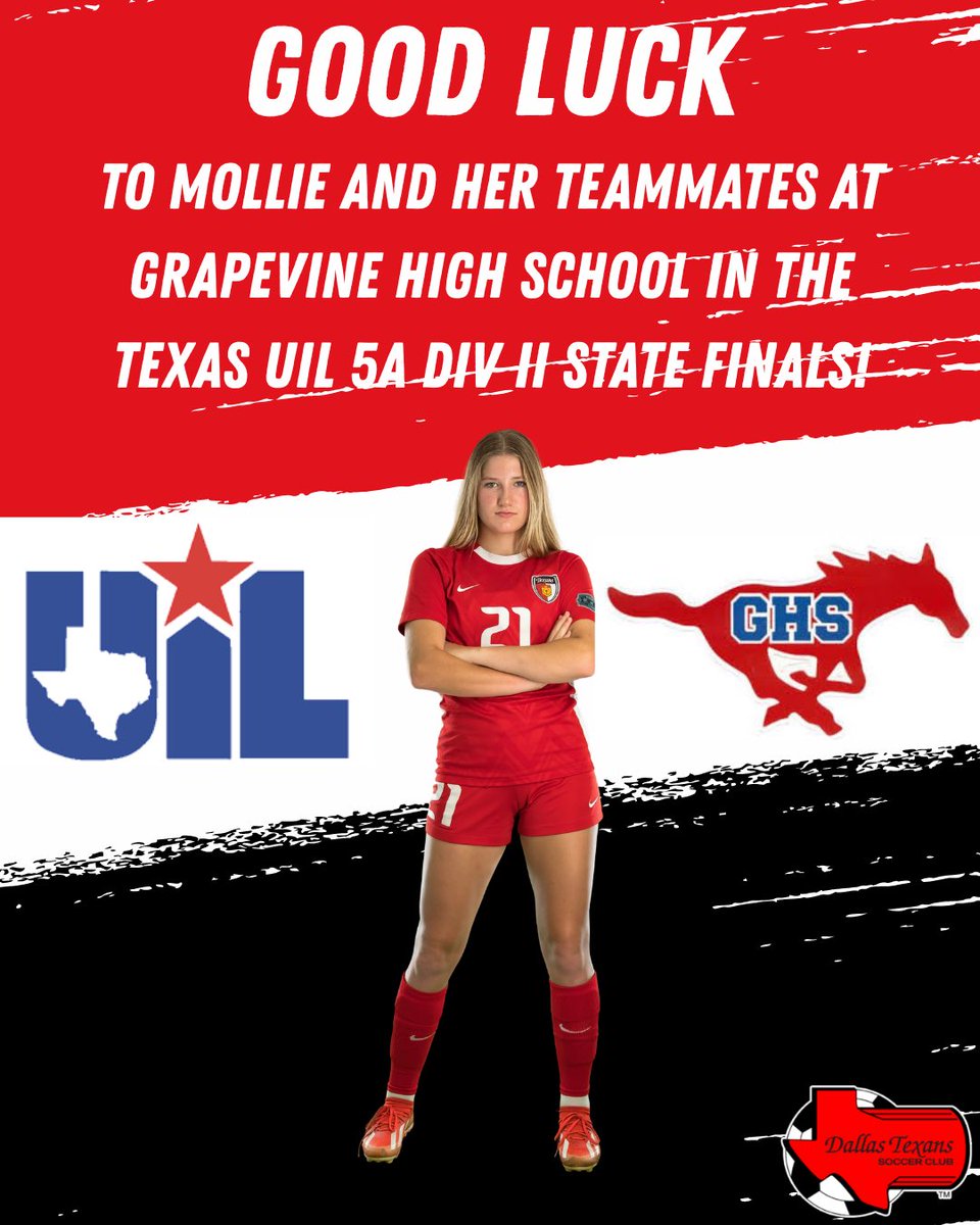 TexansECRL10G's tweet photo. Cheering on our #21 @MollieBarborka and her @ghs_onemustang teammates as they take on Montgomery Lake Creek at 4pm on Friday in Georgetown. 
Bring home the state championship, girls! 🏆 https://t.co/Q0D6mTmZIE