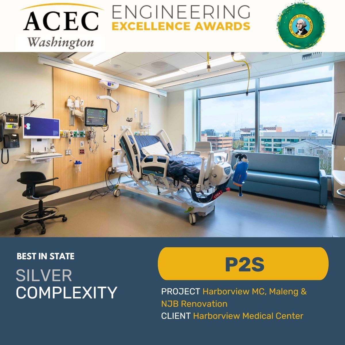 ACECWA's tweet image. ⭐ @P2S_Inc, your project for @harborviewmc won state silver at the ACEC WA EEAs!
 
Other consultants: @collinswoerman Andersen Construction McKinstry ABKJ Greenbusch Group @WoodHarbinger @ModernCoService O’Brien360 @datumtech206 

#EngineeringExcellence #mechanical #engineering