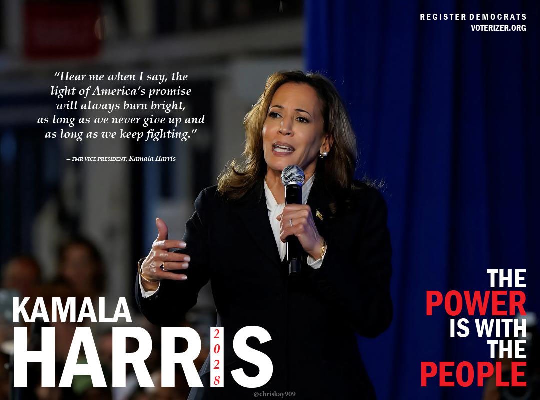 chriskay909's tweet photo. Our next President... 💙 🇺🇲

FOR THE PEOPLE... WITH THE PEOPLE 
Kamala Harris puts the PEOPLE first!

#KamalaHarrisForPresident2028 https://t.co/PHPk8cUDmo
