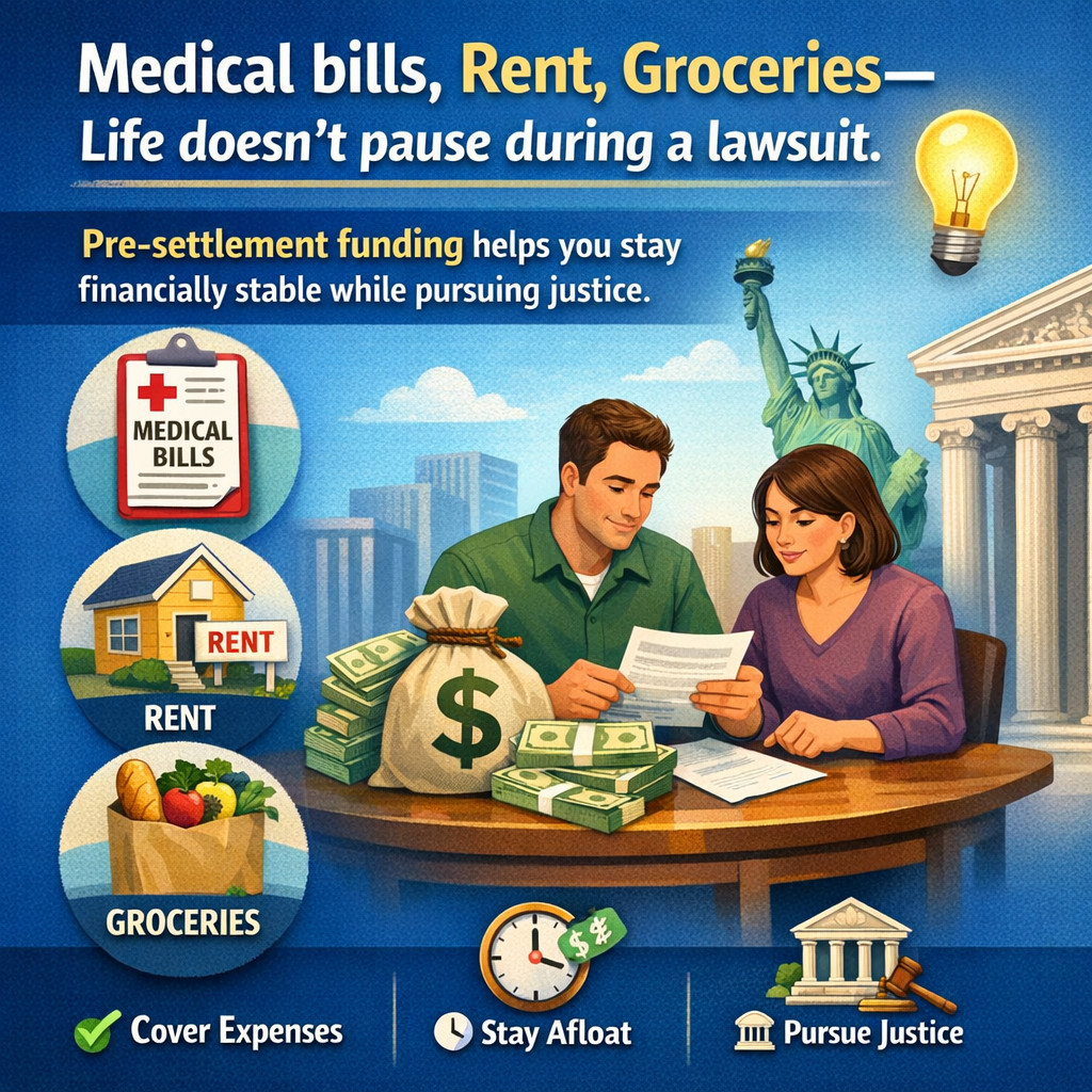 Medical bills, rent, groceries—life doesn’t pause during a lawsuit. Pre-settlement funding helps you stay financially stable while pursuing justice. 💡 #SettlementAdvance #LegalFunding #InjurySupport #FinancialStability #JusticeJourney
