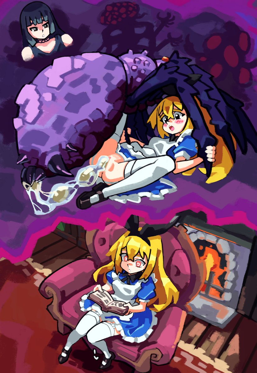 Alice seems to be entranced by a magical tome, poisoning her mind by the creatures of the abyss... And someone is watching closely...