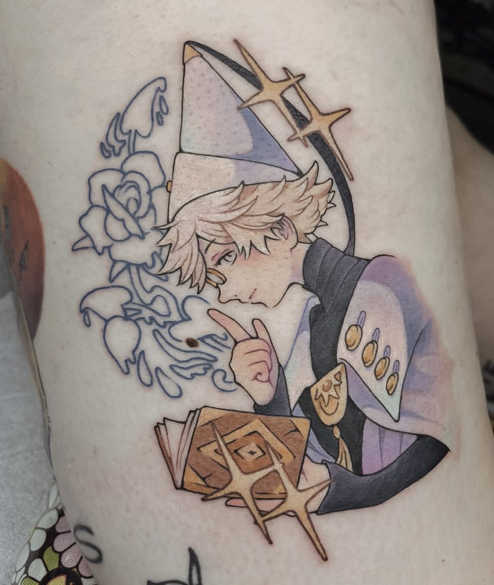 in honor of #witchhataltier #wha day behold my qifrey tattoo from voidheart.tattoo :^) 🖋️