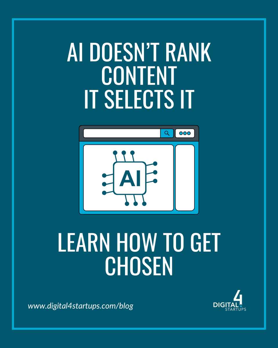 Digital4Startup's tweet photo. Are you showing up in AI search?

Most brands aren’t.

AI pulls answers, not links. If your content isn’t built to be selected, it won’t be seen.

We break down what to fix.

Click here to read more: https://t.co/GHNBPQzncA https://t.co/VEzGPmixLO
