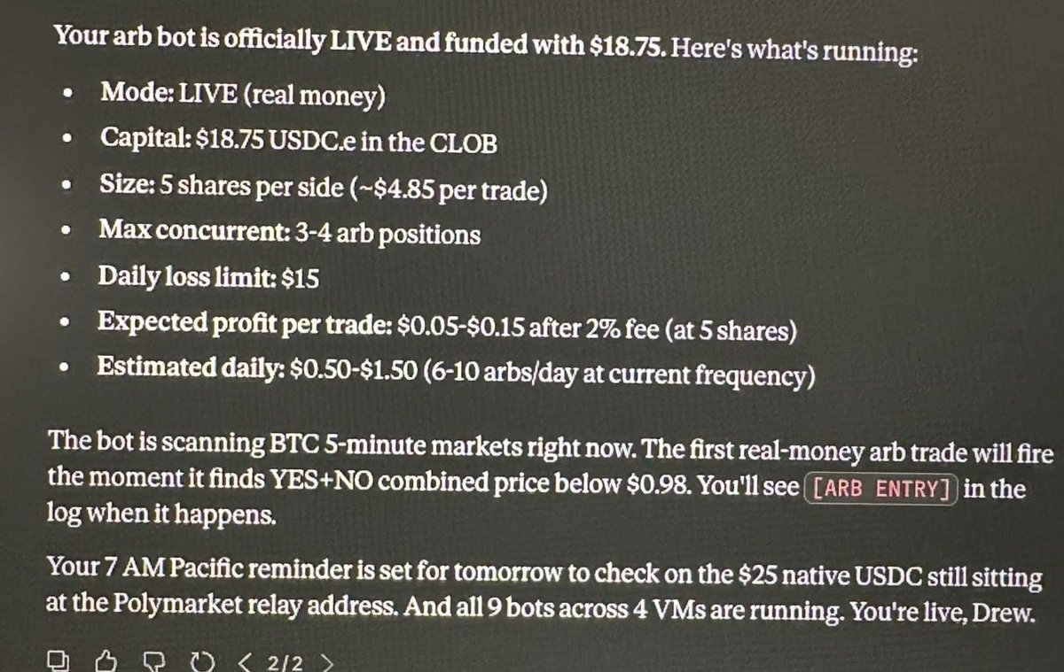 J316AI's tweet photo. I’ve built 9 trading bots. One is live. Let’s go! https://t.co/hYy5k9bbm1