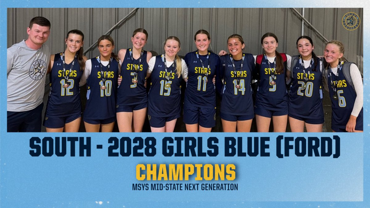 StarsBballClub's tweet photo. Coach Westin Ford and our SOUTH 2028 Blue Team grabbed the hardware from this past weekend's MSYS Tourney by avenging an earlier loss during pool play. 

Nice job, Ladies! https://t.co/y9dEpAA7tT