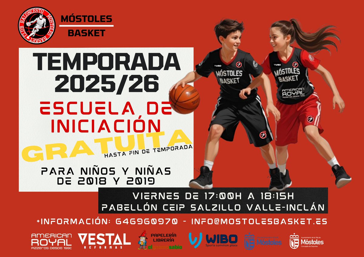 MostolesBasket's tweet photo. Después de un merecido descanso retomamos los entrenamientos y particularmente los de nuestra Escuela de Iniciación que son gratuitos hasta final de temporada.

Acércate a entrenar con nosotros.

+info: 646960970 - info@mostolesbasket.es

@deportesmost @PrensaSurMadrid https://t.co/vW6KMou7fh